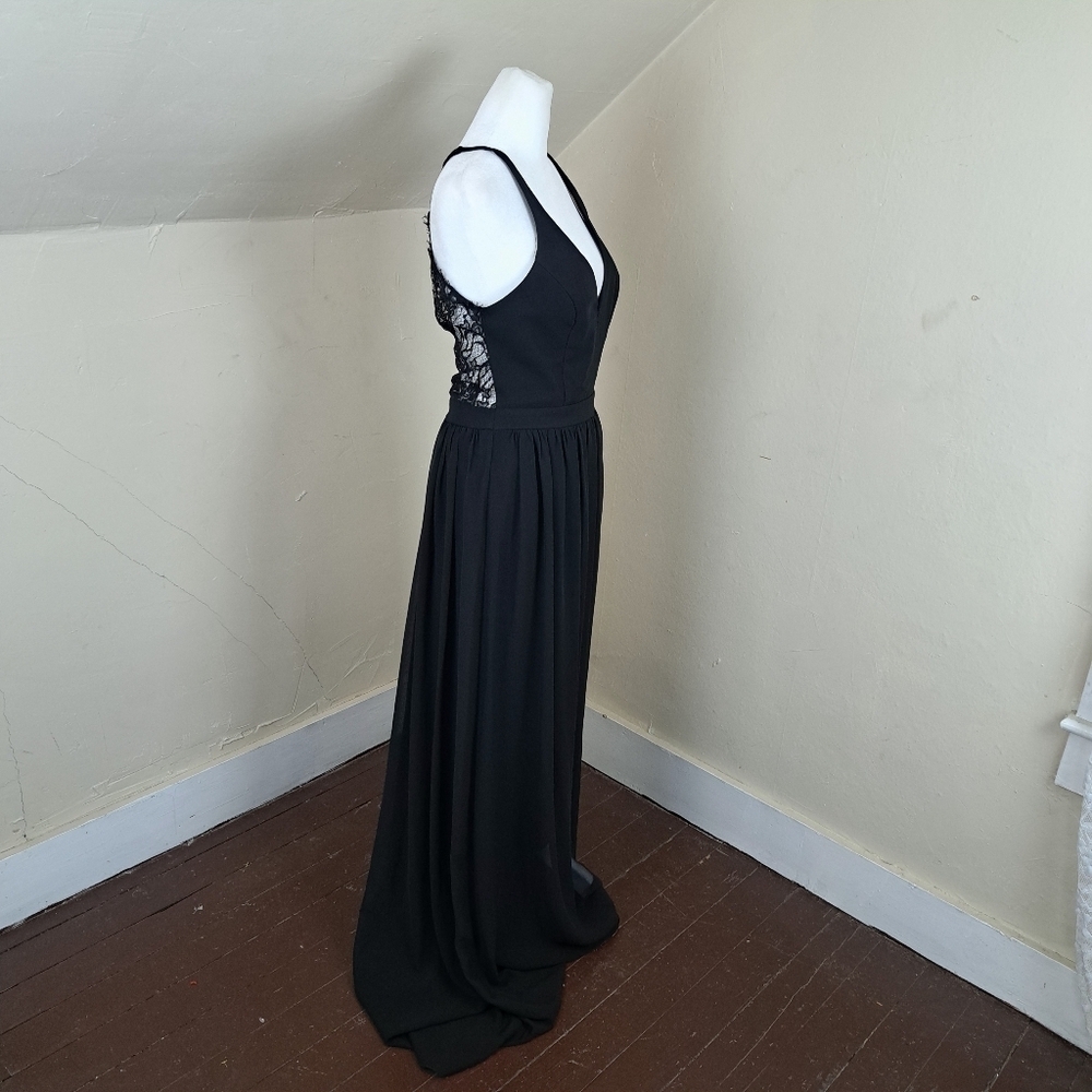 Lulus Love Spell Black Lace Back Maxi Dress Formal Evening Gown Size M - Picture 6 of 13